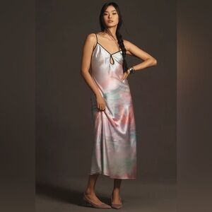 NWT. Anthropologie Geisha Designs Printed Slip Midi Dress. NEW